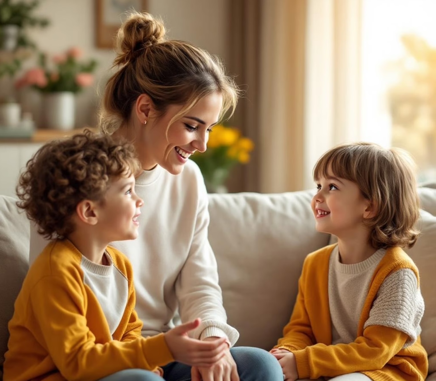 Happy family supporting modern parents